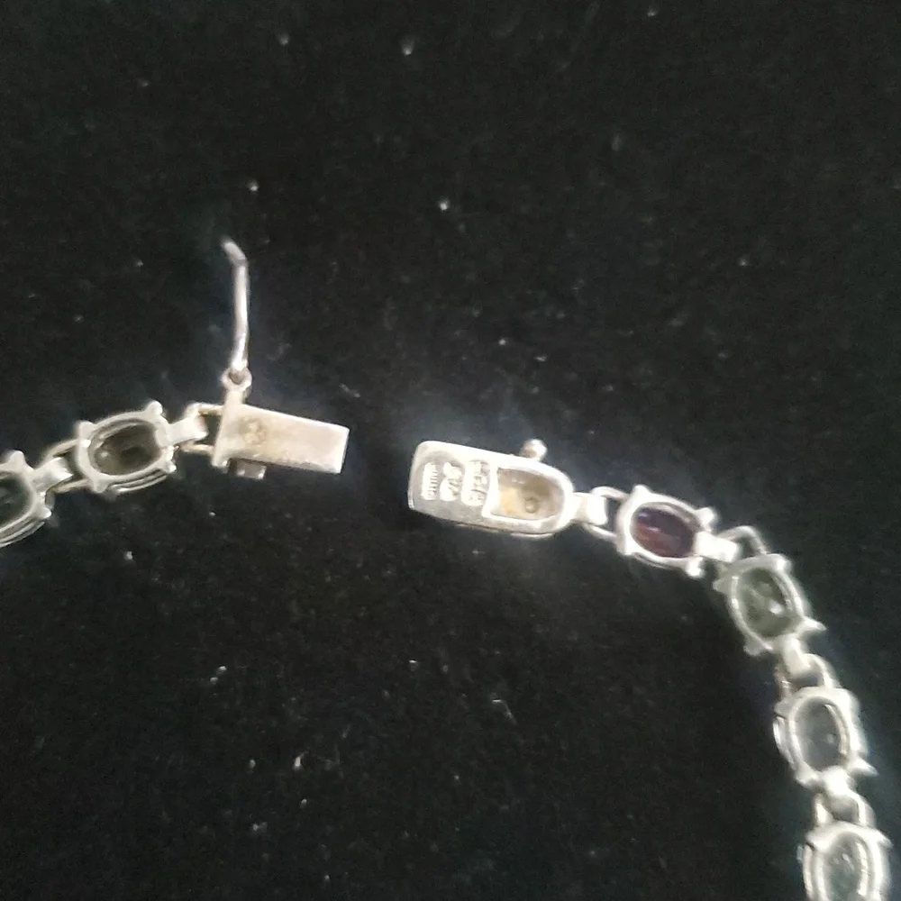 Vintage PAJ 925 Sterling Silver  Multi Gemstone Link Bracelet - Picture 10 of 13